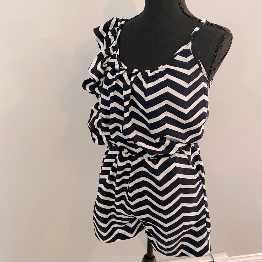 Cute Striped Ruffle Romper